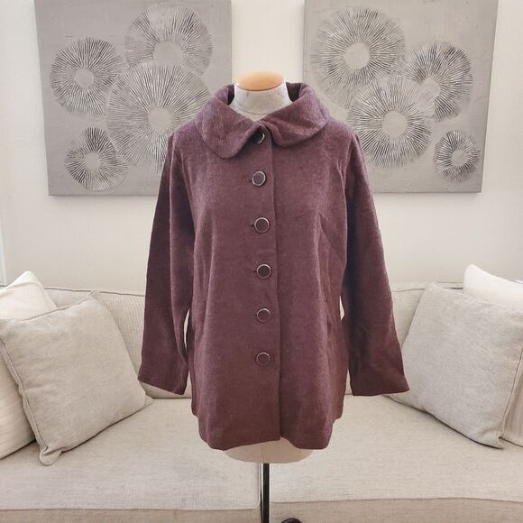 NEW! Talbots Wool Peter Pan Collar Brown Jacket - Picture 1 of 11